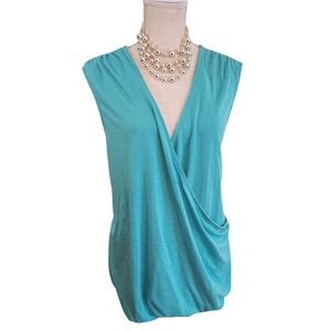 Athleta Turquoise Blue Wrap Dolman Sleeveless Top Plus Size 3X